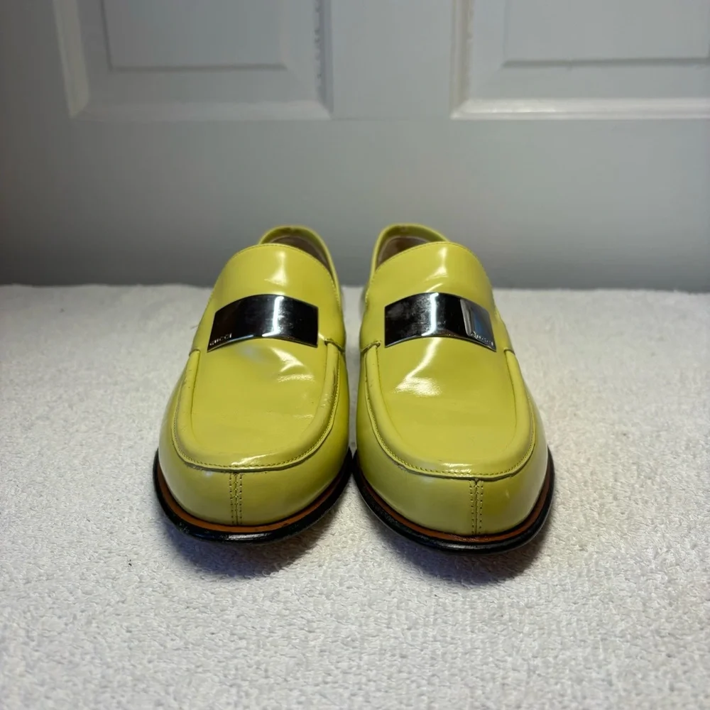 Gucci - Authentic Lime Green Leather Loafers